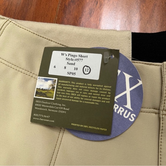 Ibex Pingo Shorts Womens Size 12 Wool Blend Stretch Hiking Outdoor Beige NWT - Picture 6 of 8